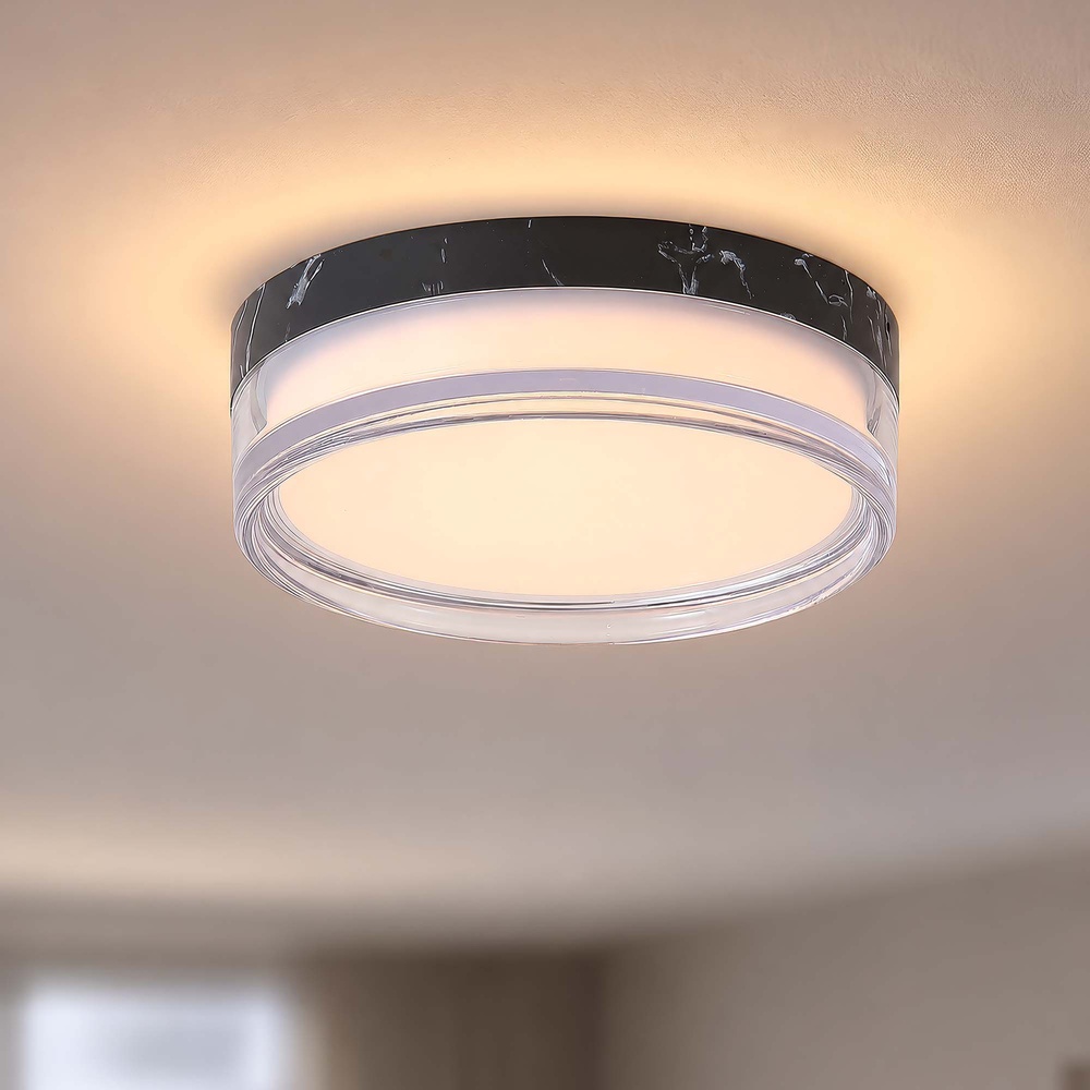 Deckenlampe Button Ø 23 cm schwarzer Marmor Searchlight 5,05342E+12