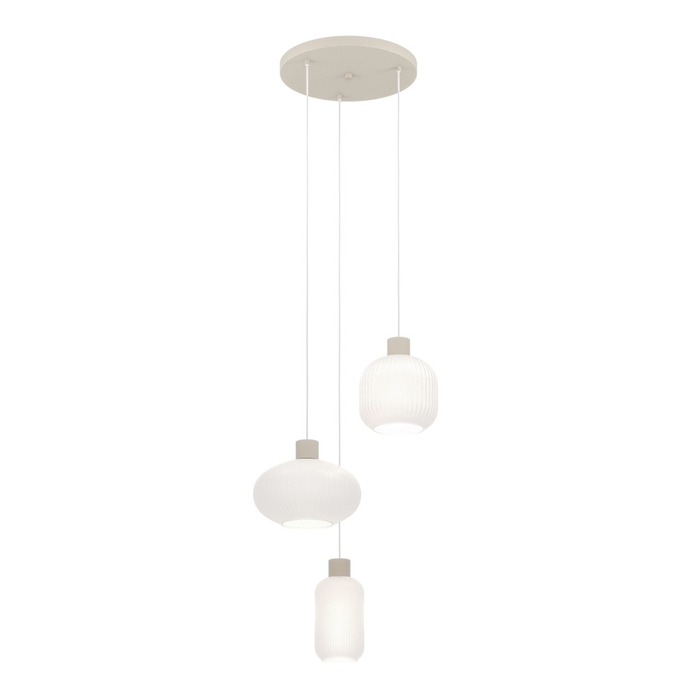 Design-Pendellampe Dasmina Sandbraun mit weißen 3-Lichtern
