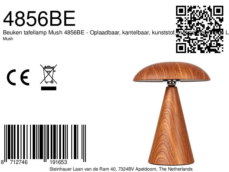 Licht-Buchentischlampe Mush Wiederaufladbare Geräte Steinhauer 8712746191653