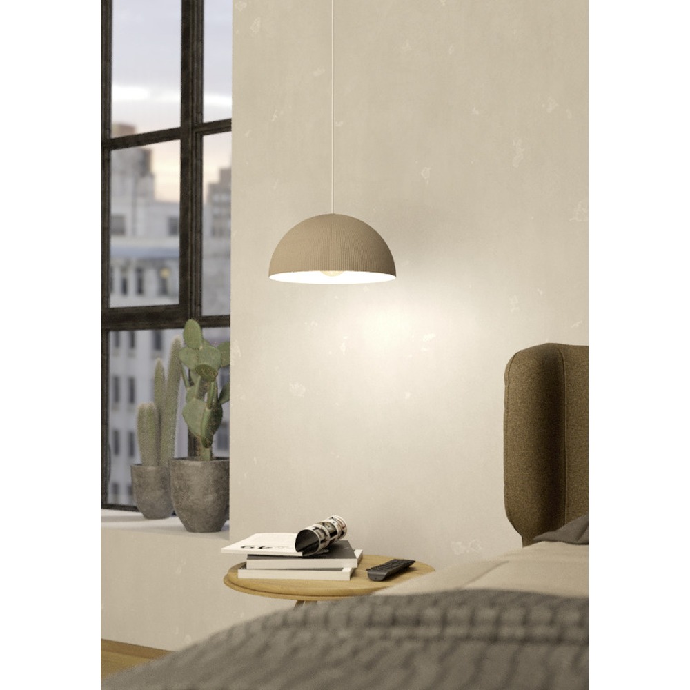 Design-Pendellampe Gaetano 2 Sandbraun mit weißem Ø 30 cm Eglo 9008606391615