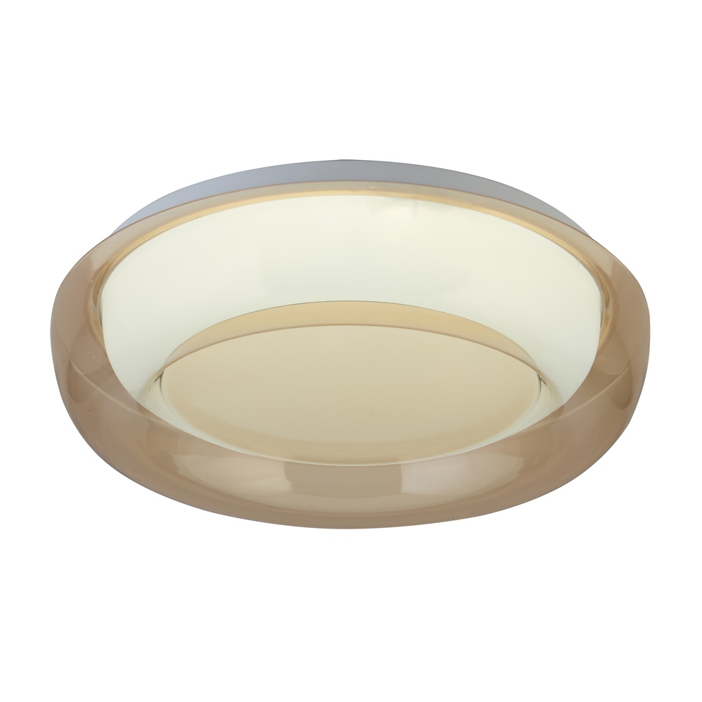 Design der Deckenbeleuchtung Jude weiß mit bernsteinfarbenem Glas Ø 30 cm