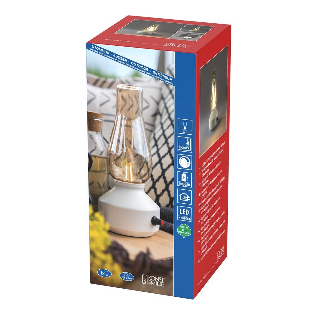 Nostalgische Tischlampe Tabbie Weiße wiederaufladbare Weiße KonstSmide 7318300030324
