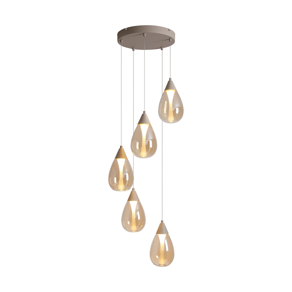 Design-Pendellampe Pear 5-hell sandbraun