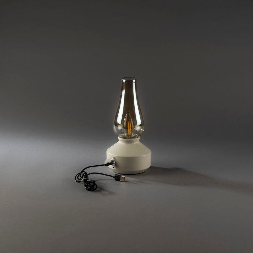 Nostalgische Tischlampe Tabbie Weiße wiederaufladbare Weiße KonstSmide 7318300030324