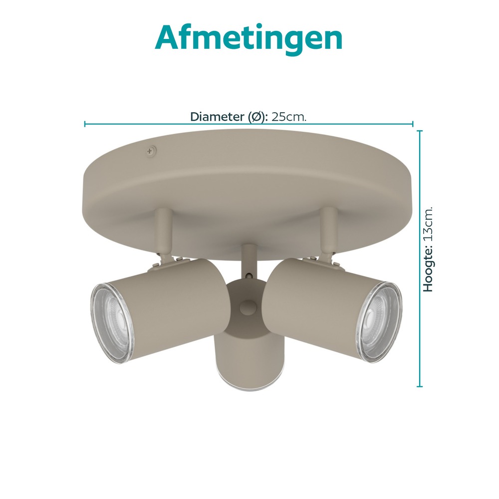 Flächenmontierte Spot-3-Scheinwerfer Consuma 1 sandbraun Ø 25 cm Eglo 9008606397280