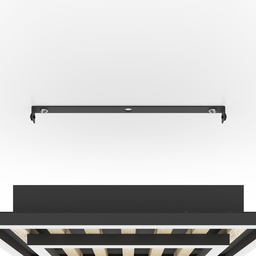 Moderne Deckenlampe Cembrano Schwarz mit Holzquadrat 31,5 x 31,5 cm Eglo 9008606388219