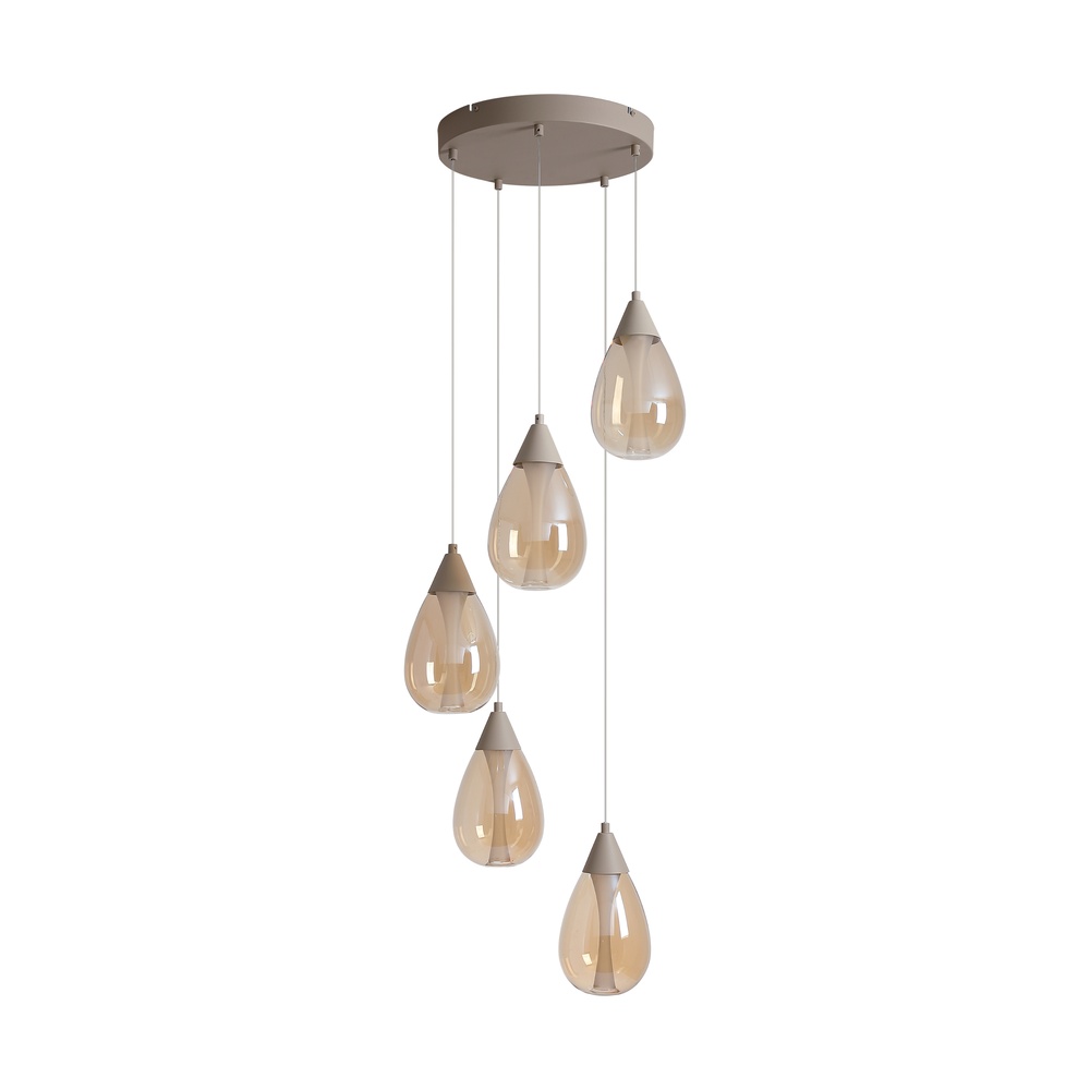Design-Pendellampe Pear 5-hell sandbraun Searchlight 5,05342E+12