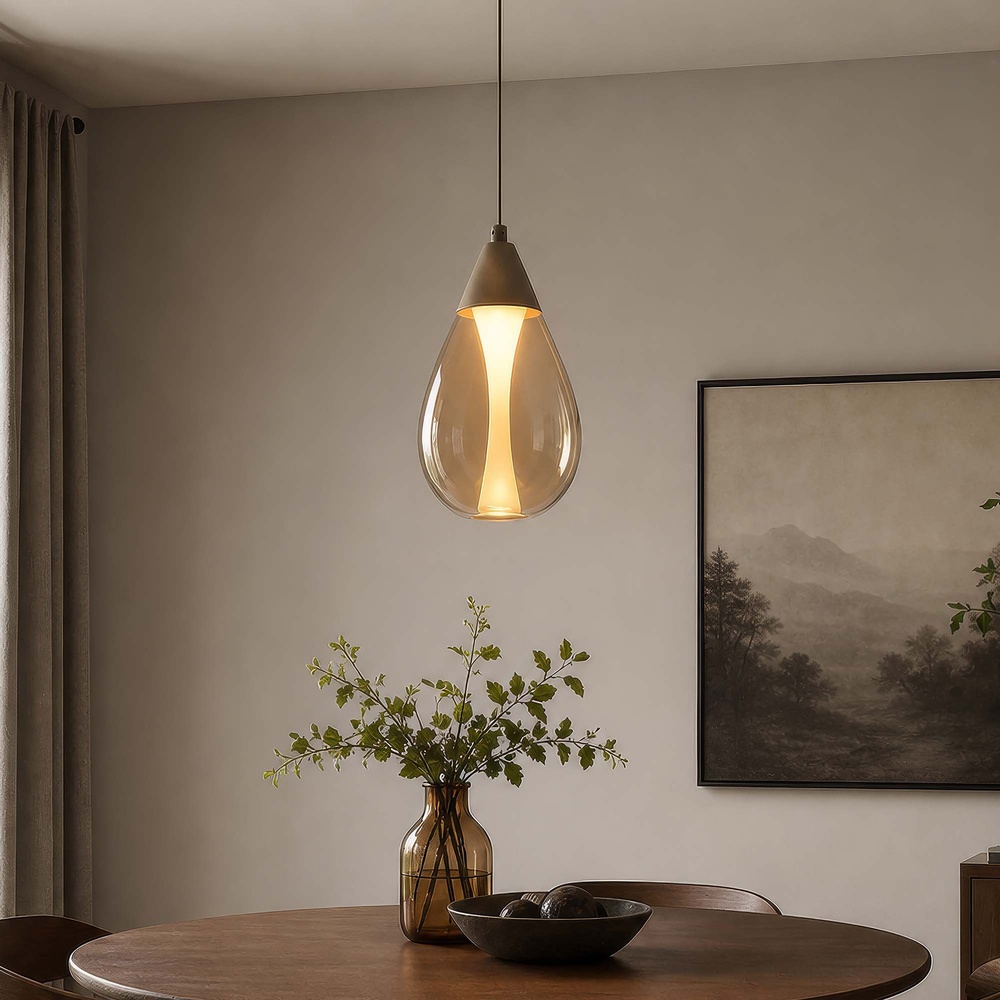Design-Pendellampe Pear Nur sandbraun Searchlight 5,05342E+12