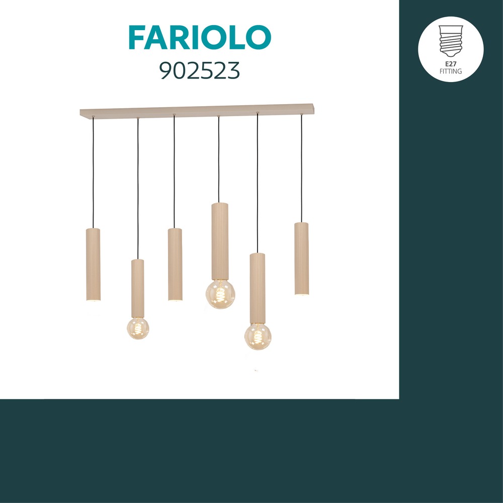 Design-Pendellampe Fariolo 6-helles sandbraunes geradeaus Eglo 9008606391646