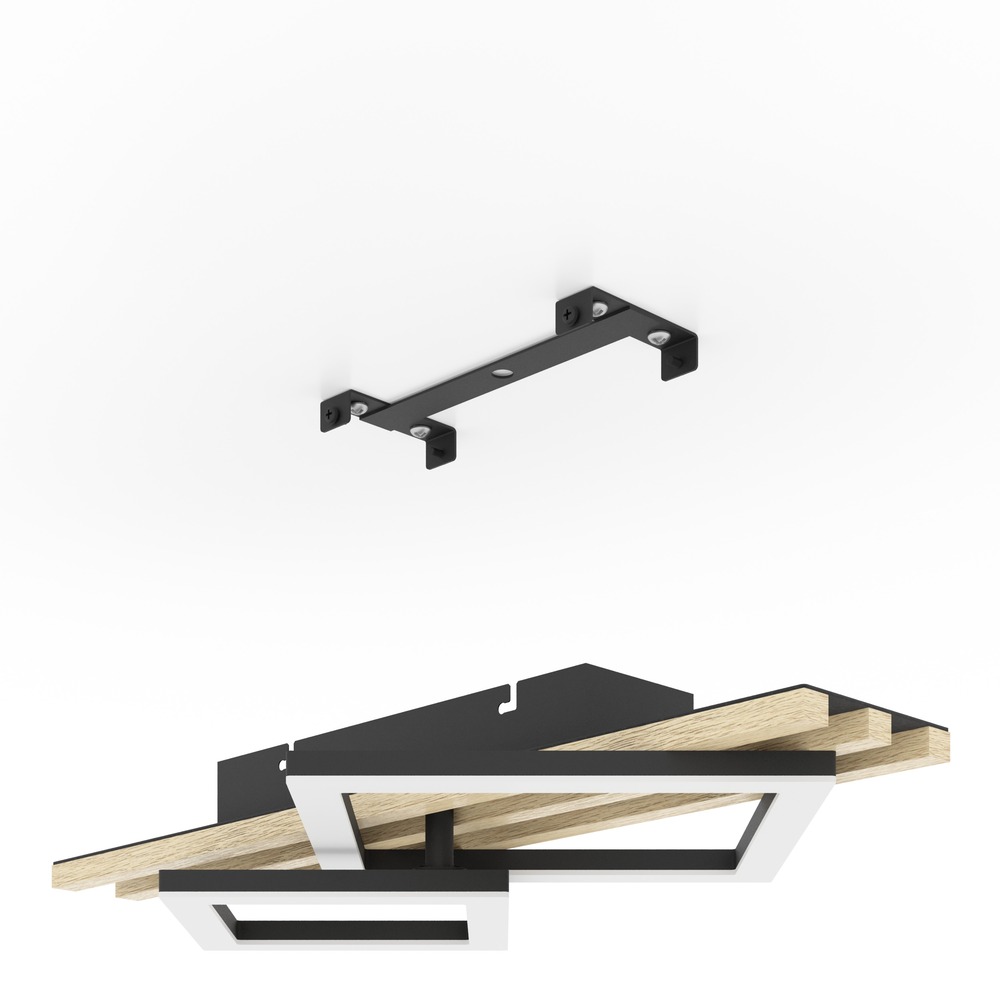 Moderne Deckenlampe Cembrano Schwarz mit Holzquadrat 50 cm Eglo 9008606388196