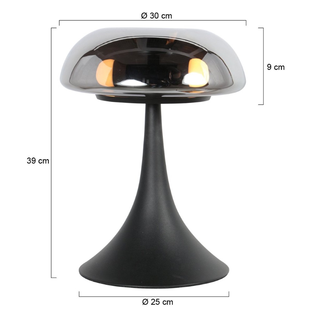 Tischlampe Ancilla Schwarz mit Rauchglas Steinhauer 8712746191943