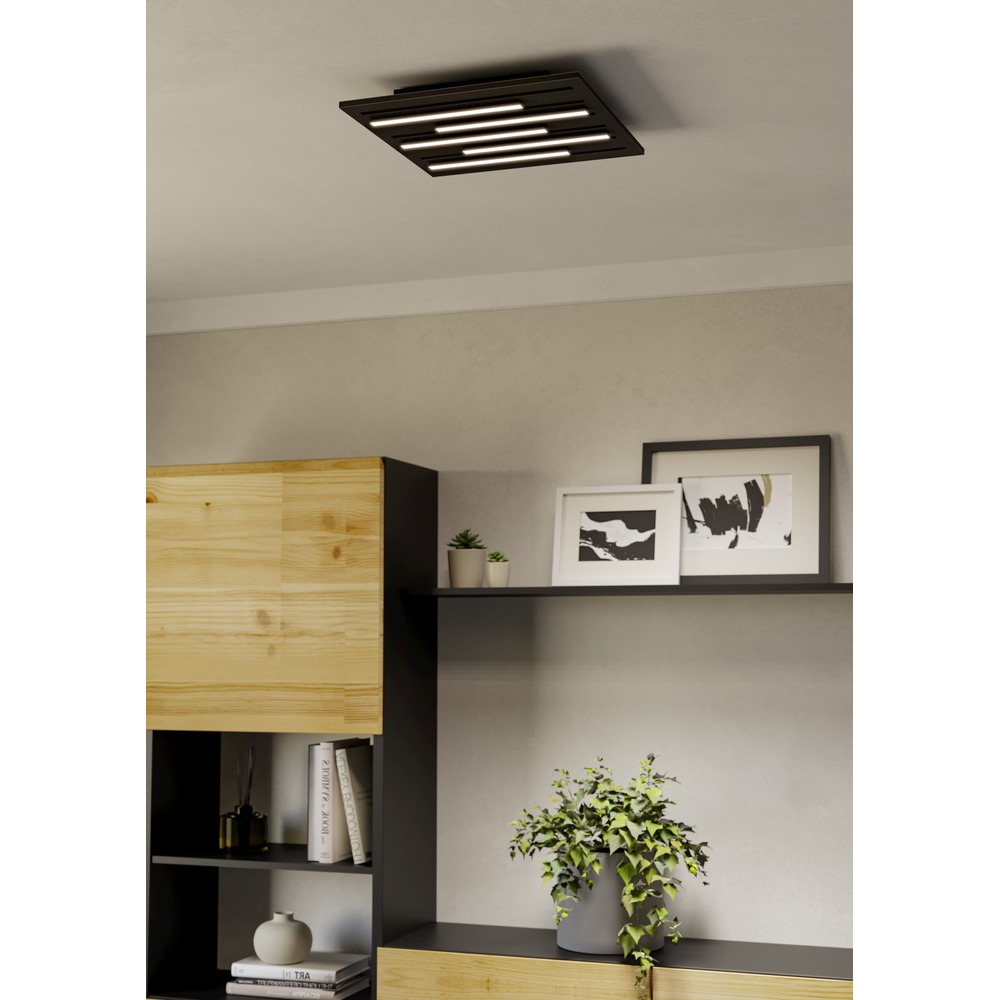 Intelligente Deckenbeleuchtung Pitrignani-Z Quadrat 38 x 38 cm Schwarz Eglo 9008606390526