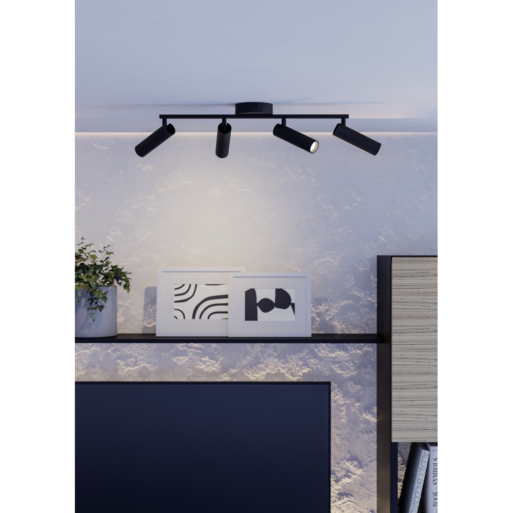 Oberflächenmontierter Spot Valproto 4-Licht Schwarz Eglo 9008606392049