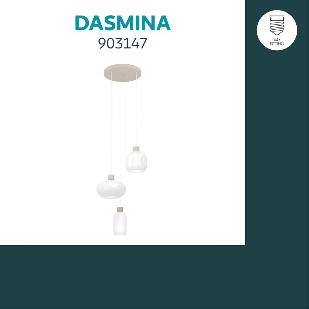 Design-Pendellampe Dasmina Sandbraun mit weißen 3-Lichtern Eglo 9008606406357