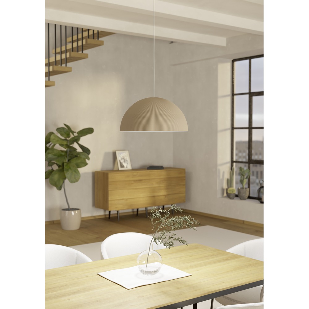 Design-Pendellampe Gaetano 2 Sandbraun mit weißem Ø 40 cm Eglo 9008606391608