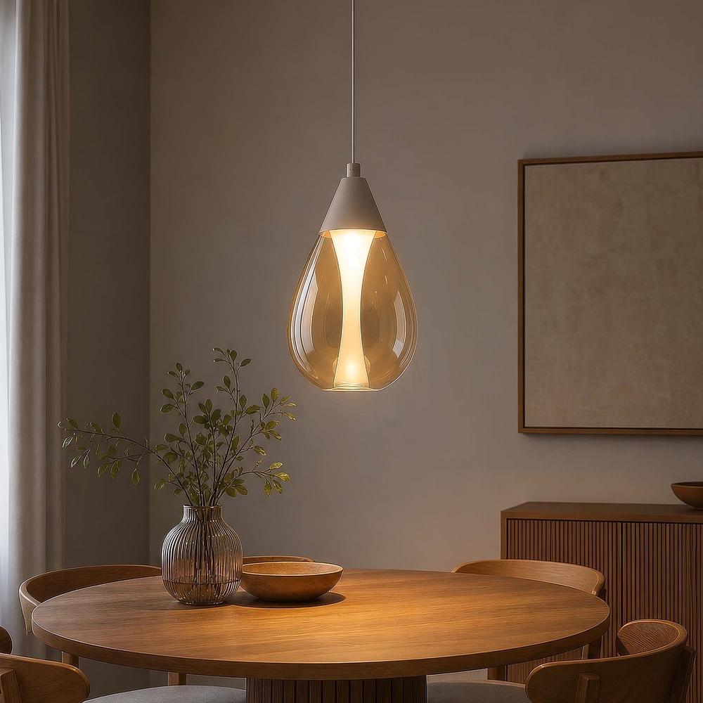 Design-Pendellampe Pear Nur sandbraun Searchlight 5,05342E+12