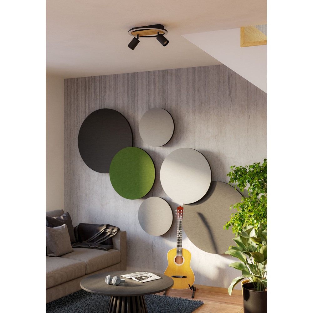 Moderne Deckenlampe Cembrano 2-helliges Schwarz mit Holz Eglo 9008606388264