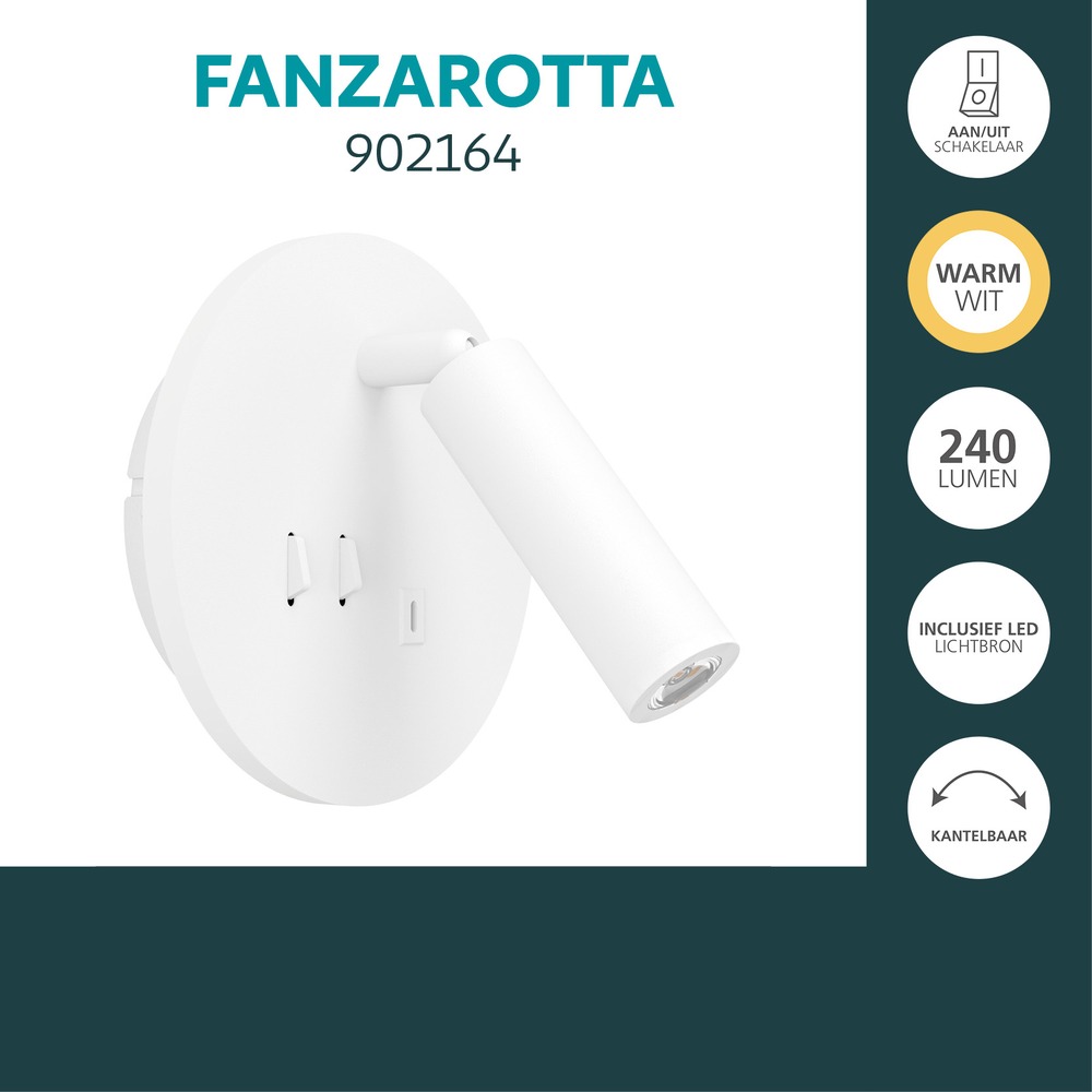 Nachttischlampe Fanzarotta Weiße Runde Eglo 9008606356843