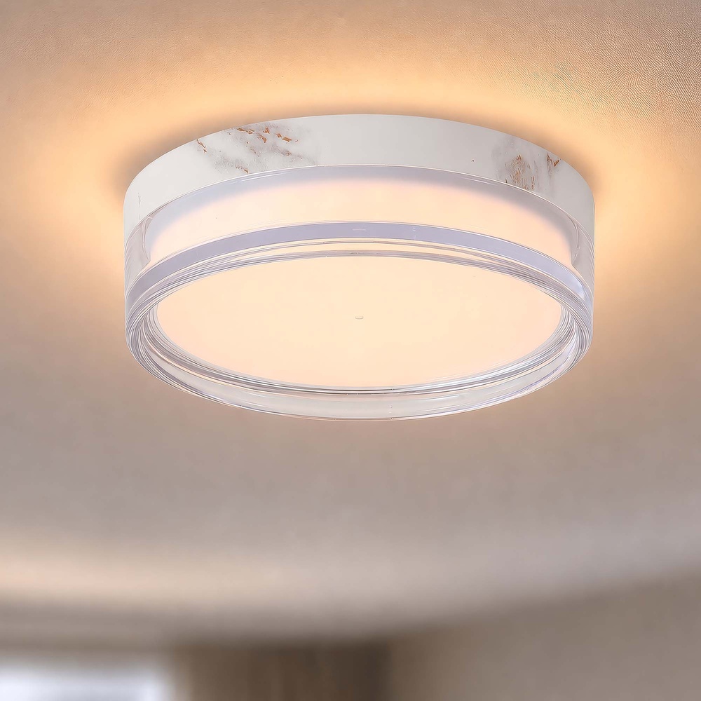 Deckenlampe Button Ø 13 cm weißer Marmor Searchlight 5,05342E+12