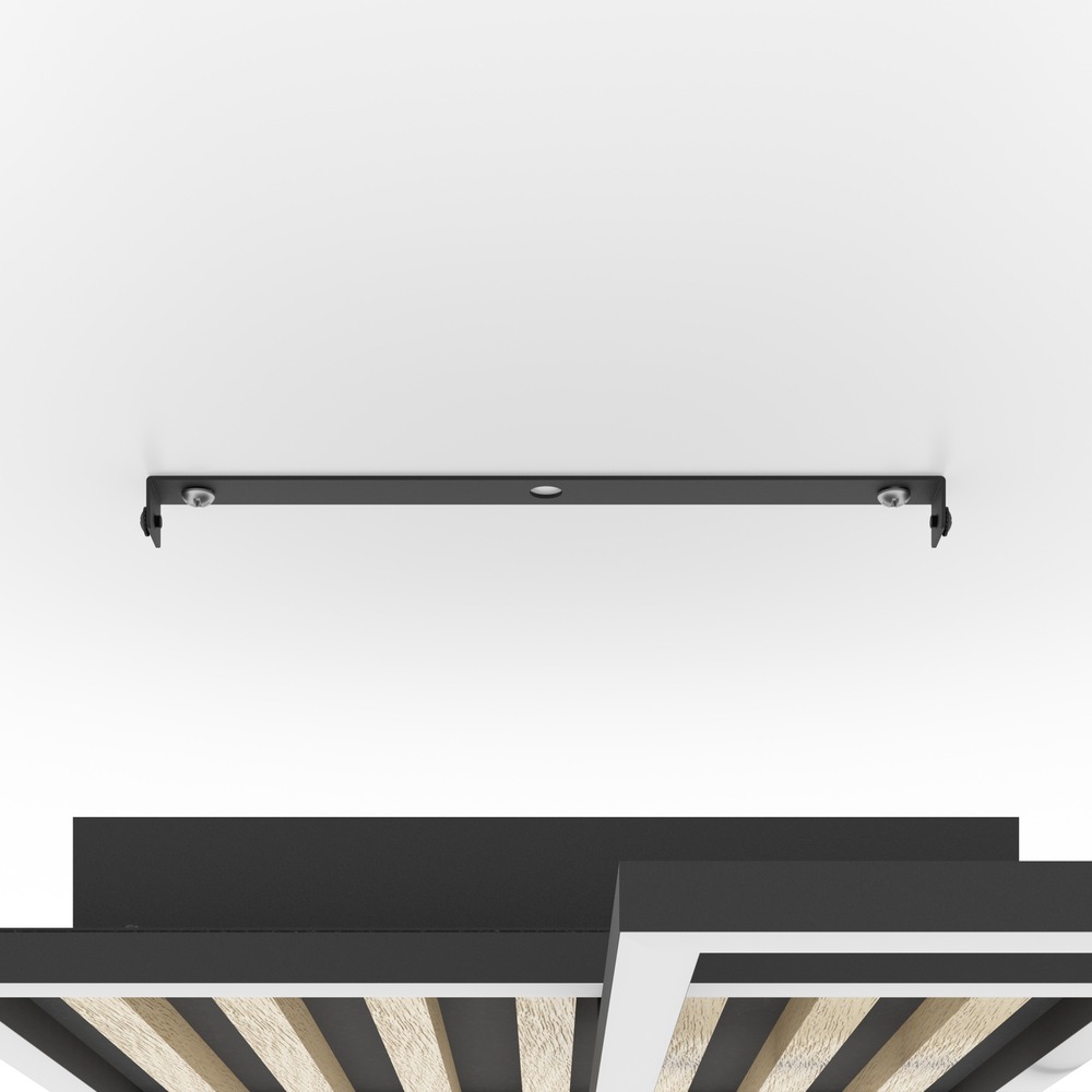 Moderne Deckenlampe Cembrano Schwarz mit Holzquadrat 48,5 x 48,5 cm Eglo 9008606388226