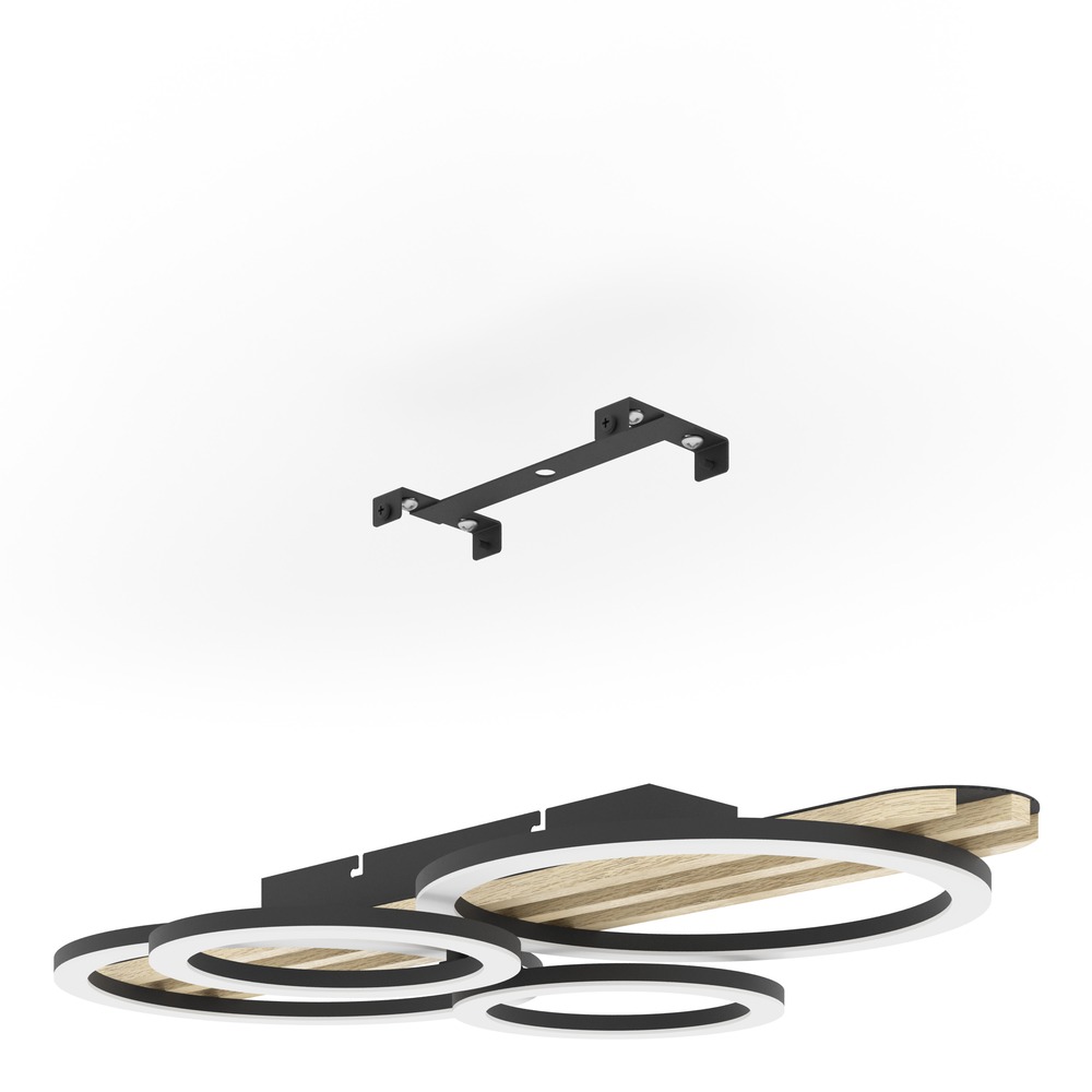 Moderne Deckenlampe Cembrano Schwarz mit Holz 73 cm Eglo 9008606388172