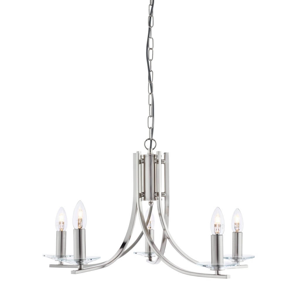 Searchlight Ascona 8-armige Deckenleuchte – Chrom, Mit Glasleuchten, 8x E14, 75 Cm