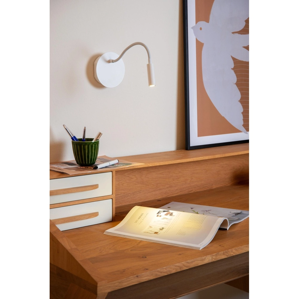 Wiederaufladbare Wandlampe Jolijn Nachttischlampe weiß Lucide 5411212771391
