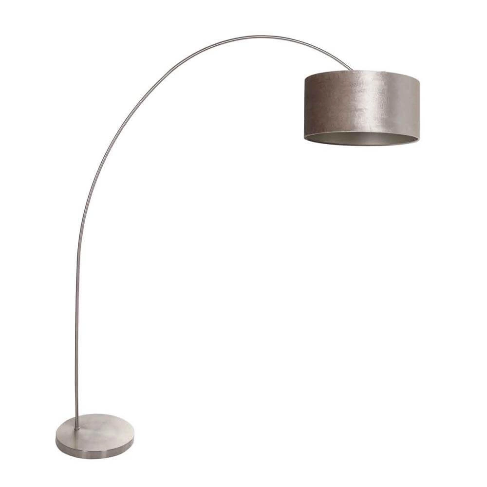 Bogenlampe Solva Metall mit silbernem Schirm