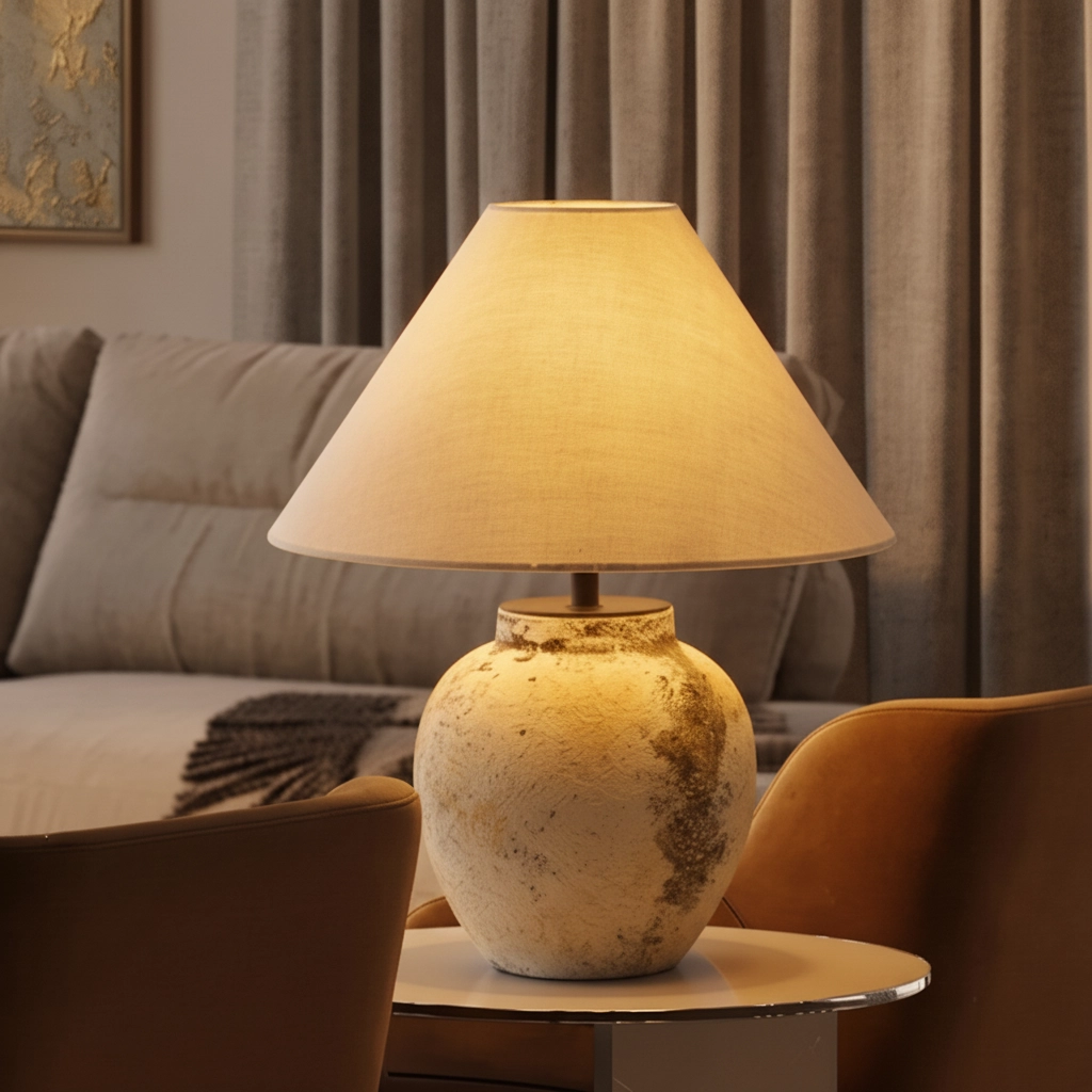 Tischlampe Lupe melierte Keramik