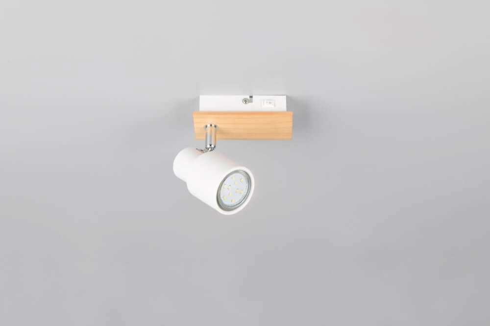 Design-Wandleuchte Pierre weiß mit Holz Trio 4017807638141