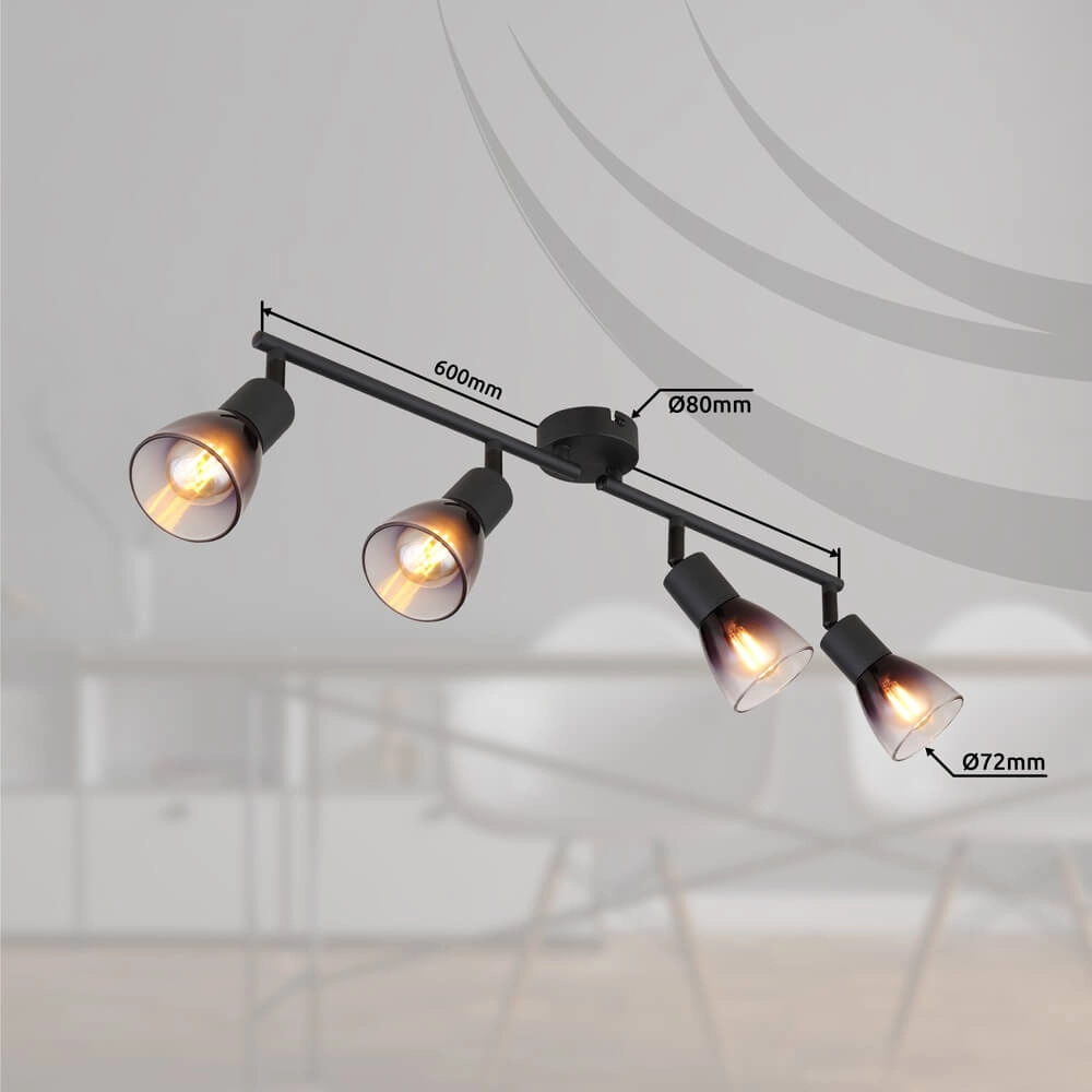 Schwarze Deckenleuchte Satella 4-flammig Globo 9007371458929