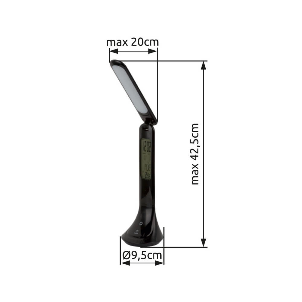 Schreibtischlampe Tyrell schwarz mit Uhr Globo 9007371379033