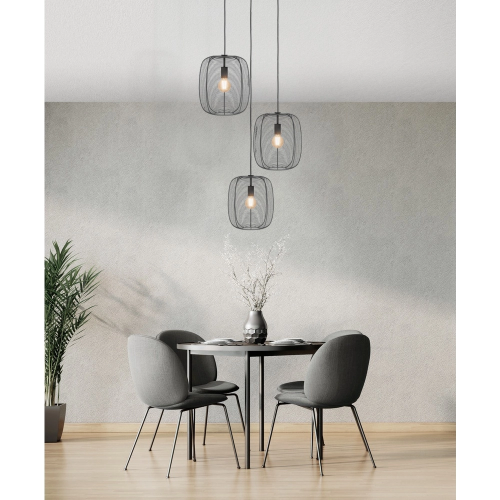 3-Licht-Drahtlampe Derwen Hängend – Ø 40cm – schwarz Eglo 9002759313999