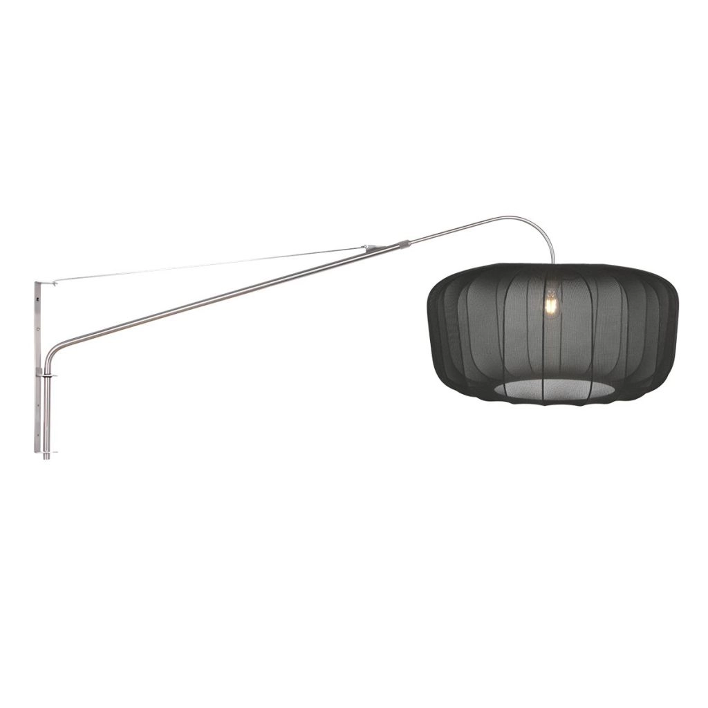 Wandlampe Vela Lino Metallgrau mit schwarzem Farbton Ø60cm