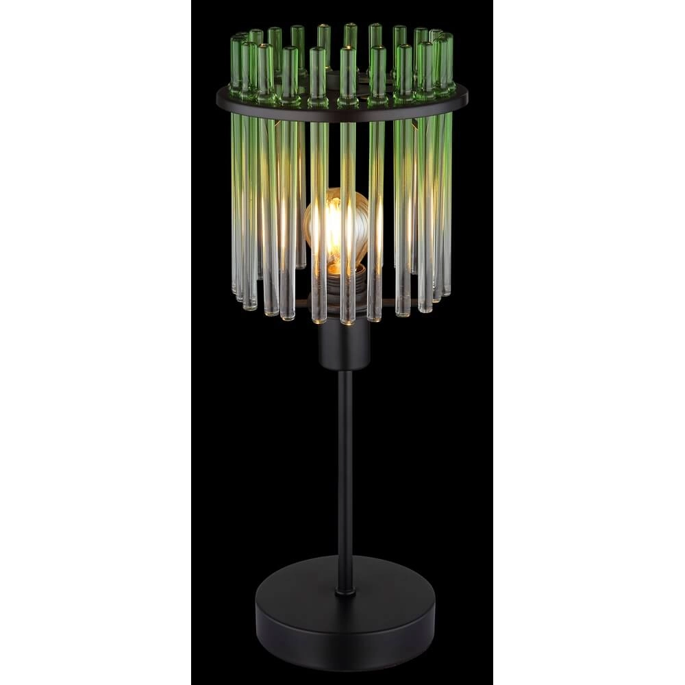 Schwarze Tischleuchte Gorley mit grünem Glas Ø 15cm Globo 9007371465972