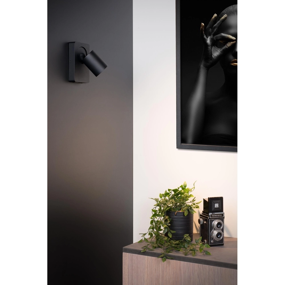 Nachttischlampe Nigel mit USB-Ladepunkt schwarz Lucide 5411212092731