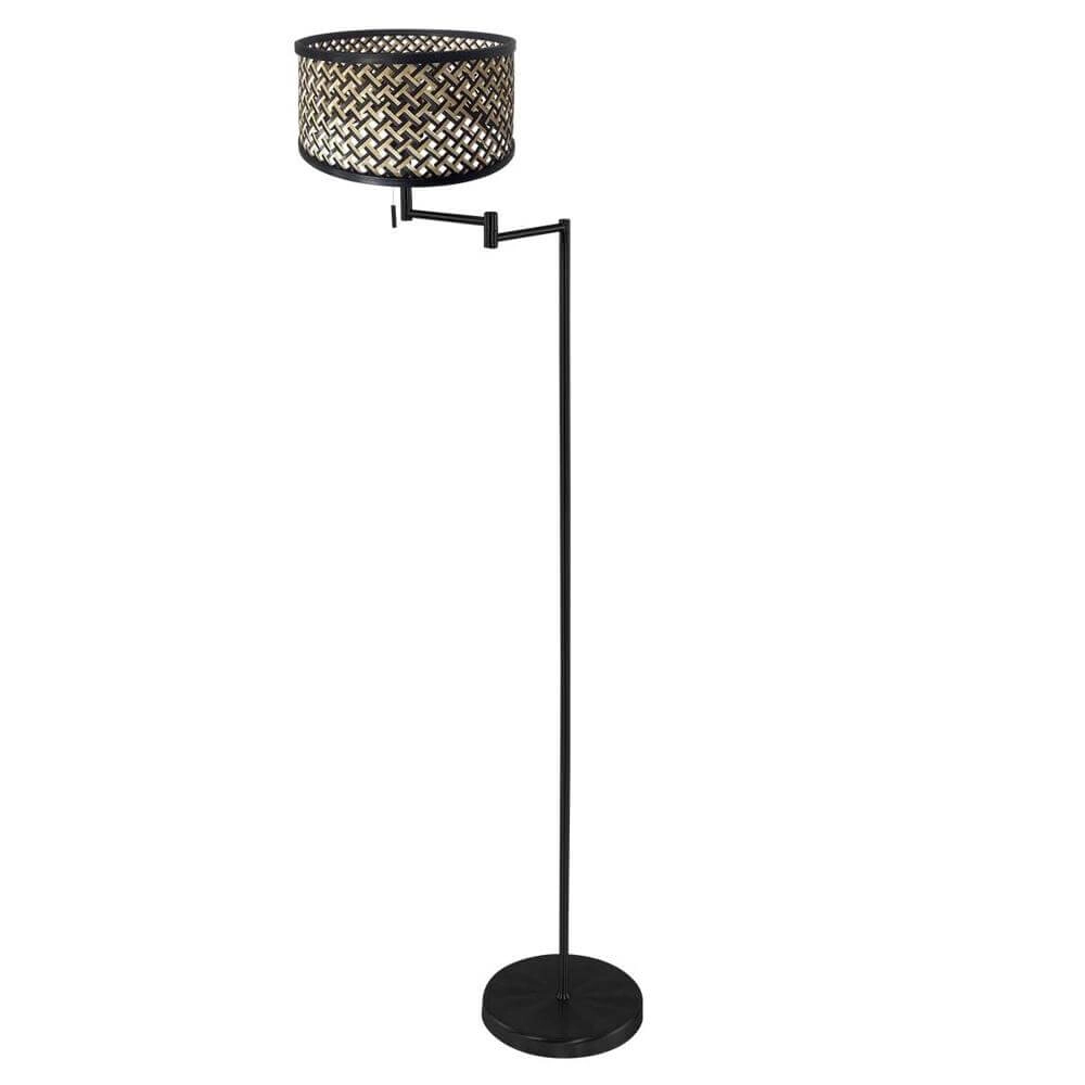 Stehlampe Bella schwarz mit Bambusschirm Steinhauer 8712746174588