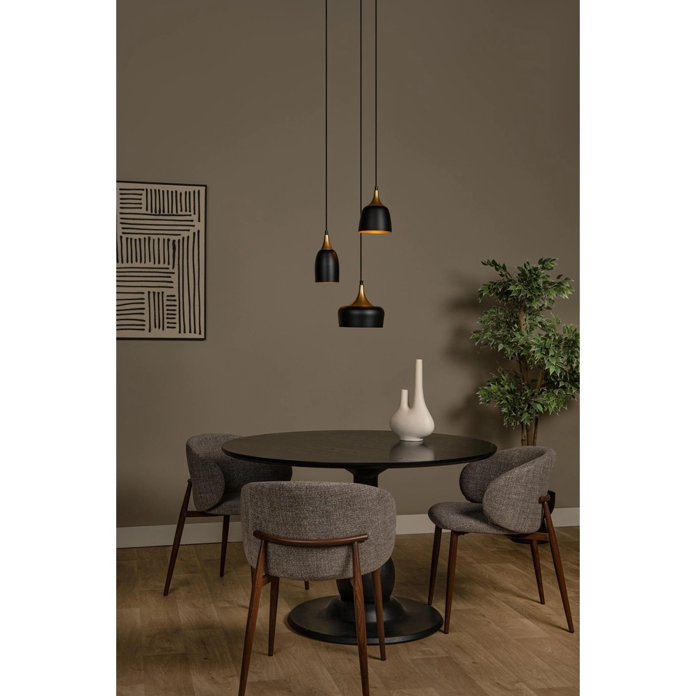 3-Licht Pendellampe Chayanne Design Schwarz mit Gold Lucide 5411212051561