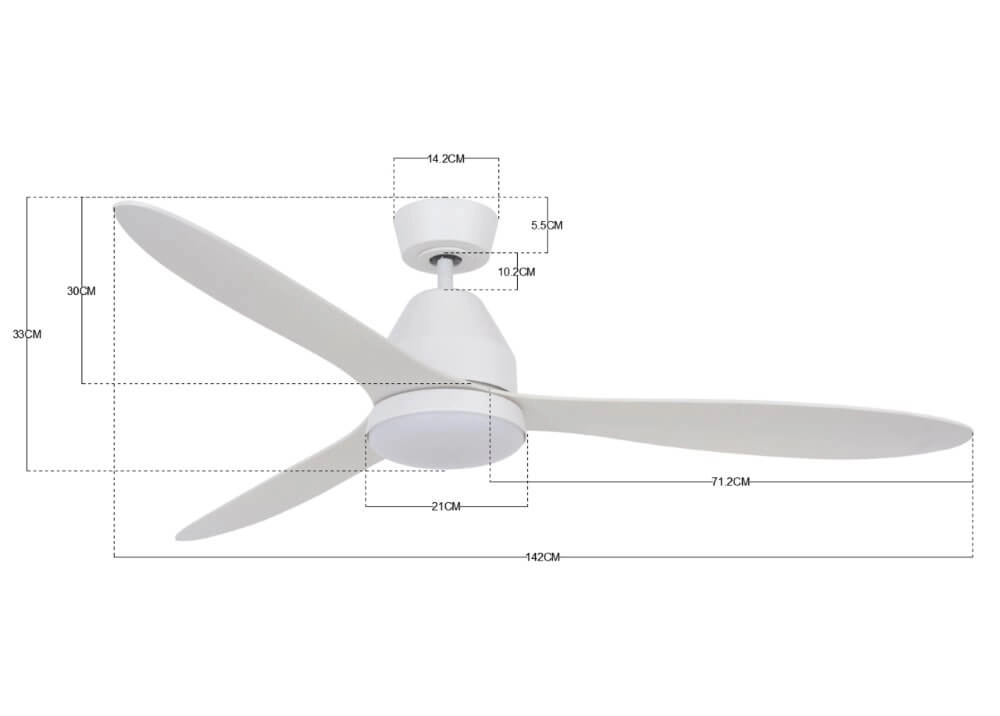 Deckenventilator aus Holz mit Lampe Whitehaven Ø 143cm IP55 Beacon 9333509136460