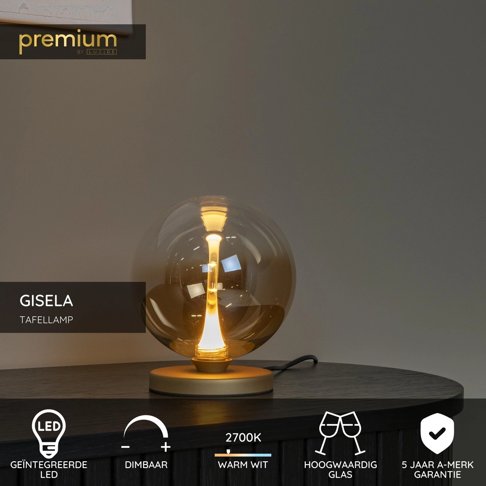 Design LED-Tischlampe Gisela Fading – 1x Ø 16 cm Premium by Lucide 5411212134875