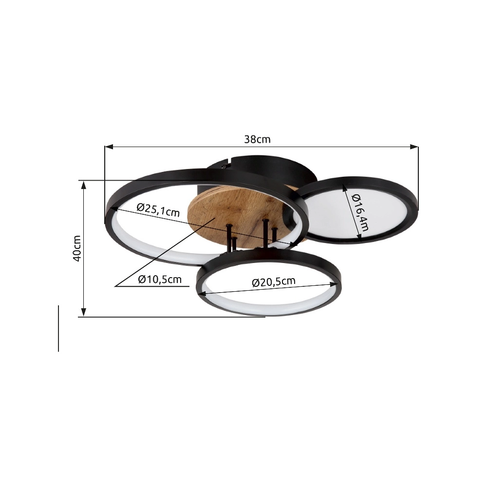 Schwarze Deckenlampe Sid Design mit Holz Globo 9007371436392