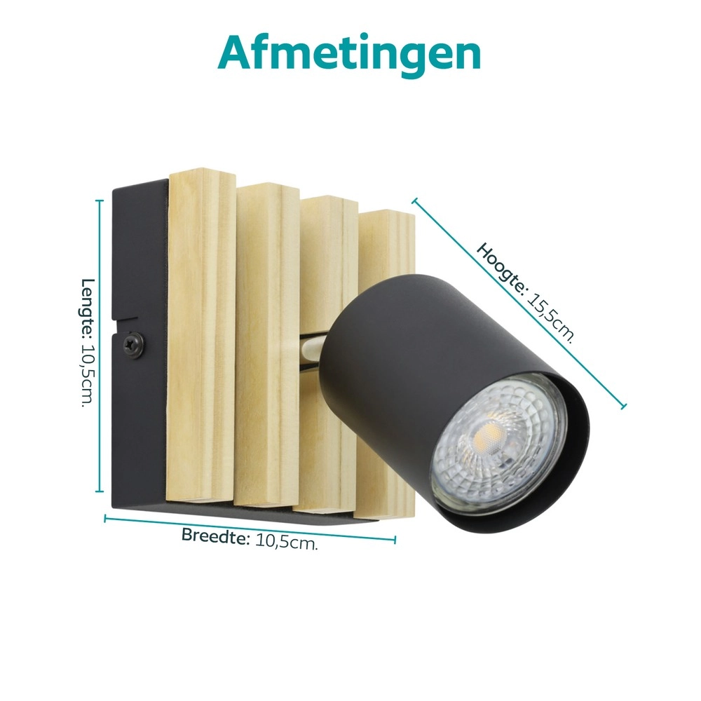 Modernes Rampenlicht Cembrano Einzelne schwarz mit Holz