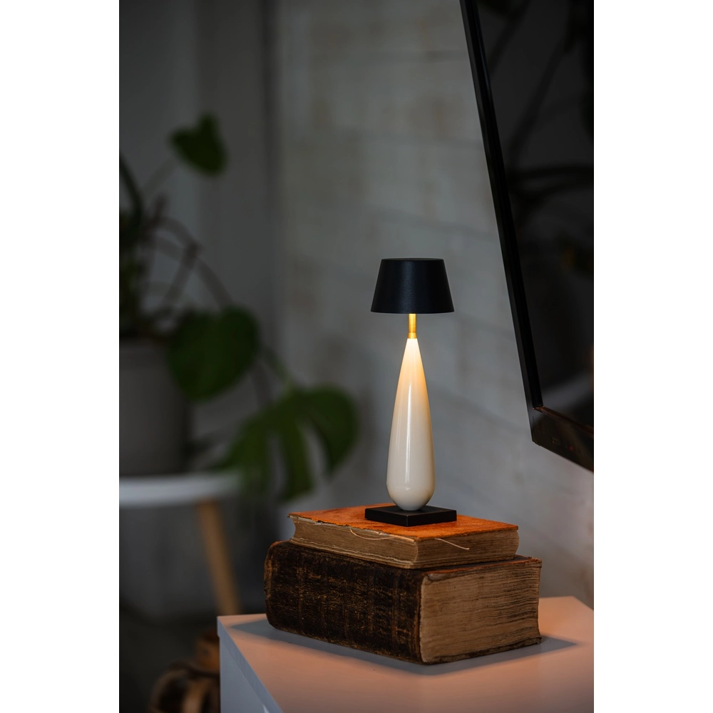 Wiederaufladbare Tischlampe Frejus Schwarz mit Keramik KonstSmide 7318300030348