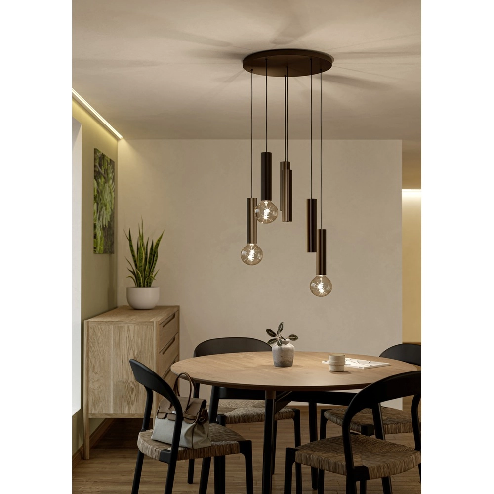 Design-Pendellampe Fariolo bronzene 6-Fenster Ø 48 cm