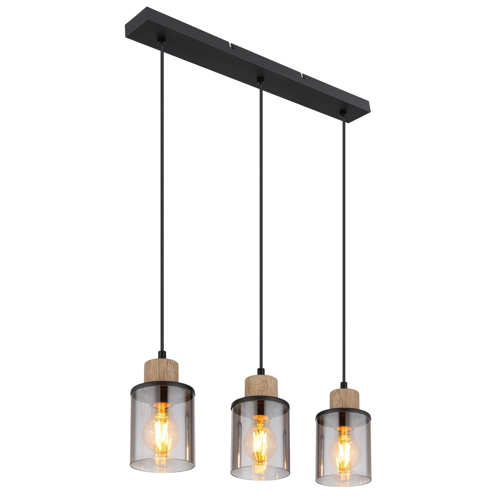 3-Licht Pendellampe Reid Straight Black