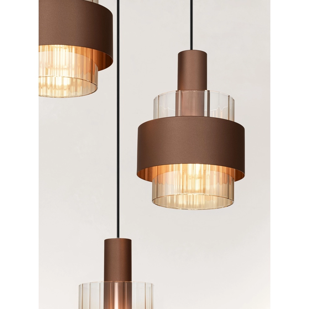 Moderne Pendellampe Serena 3-hell Kaffeebraun Lyora 5212063501140