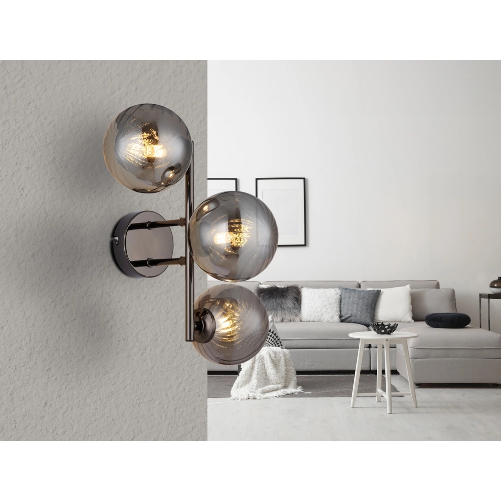 Schwarze Wandlampe Conor mit Rauchglas Globo 9007371518180