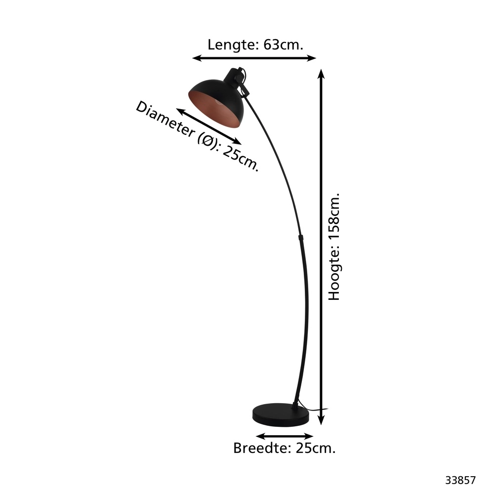 Schwarze Bogenlampe Jaafra Verstellbar Eglo 9002759338572