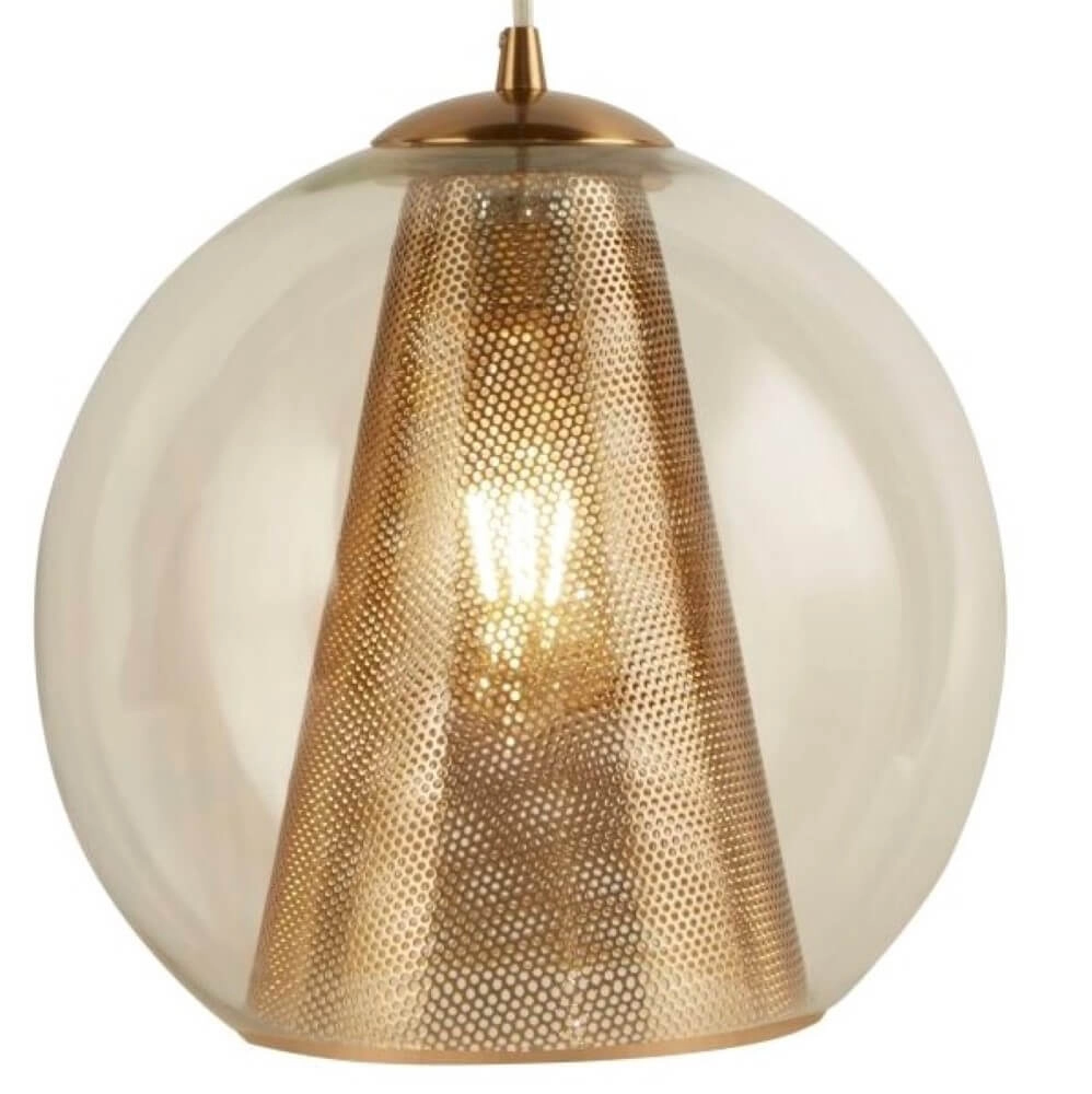 Goldene Hängelampe Conio mit Glas Searchlight 5053423135892