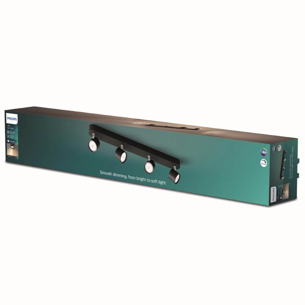 Schwarzer LED-Deckenstrahler Star 4-Licht Philips 8719514435438